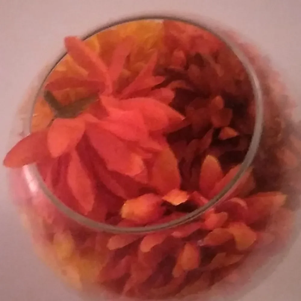 Glass Bowl with Faux Flowers